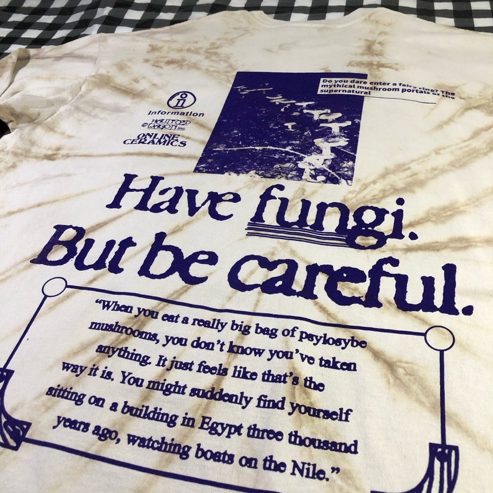 Online Ceramics Mushroom House Have Fungi But Be Careful Tie Dye L/S T Shirt 2XL - Picture 5 of 16